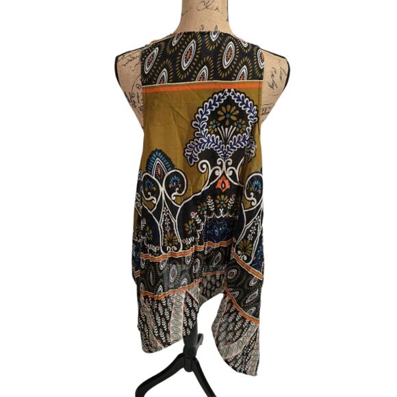 Band of Gypsies Paisley Print‎ Sleeveless Vest Open Front Boho Festival Kimono M - Picture 1 of 7